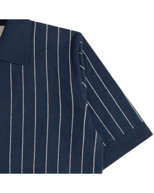 Far Afield Blue Benny Knitted Polo for men