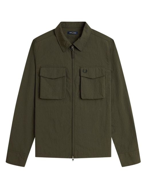 Fred Perry Green Ripstop Pocket Overshirt for men