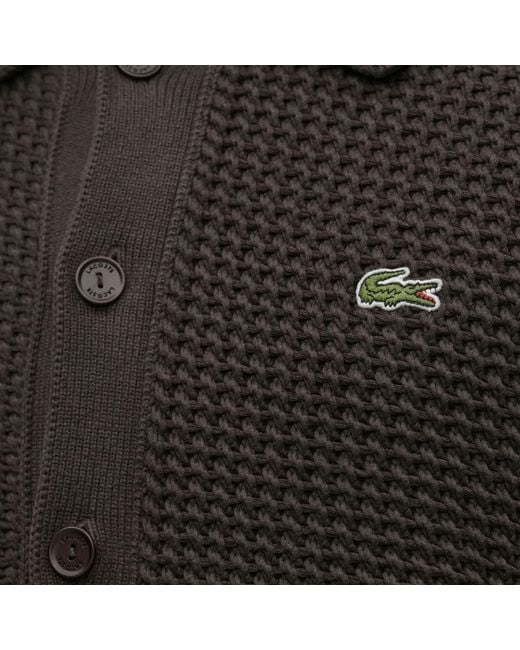 Lacoste Black Chunky Knit Cardigan for men