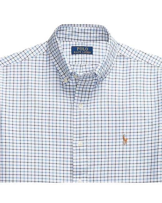 Polo Ralph Lauren Blue Custom Fit Tattersall Oxford Shirt for men