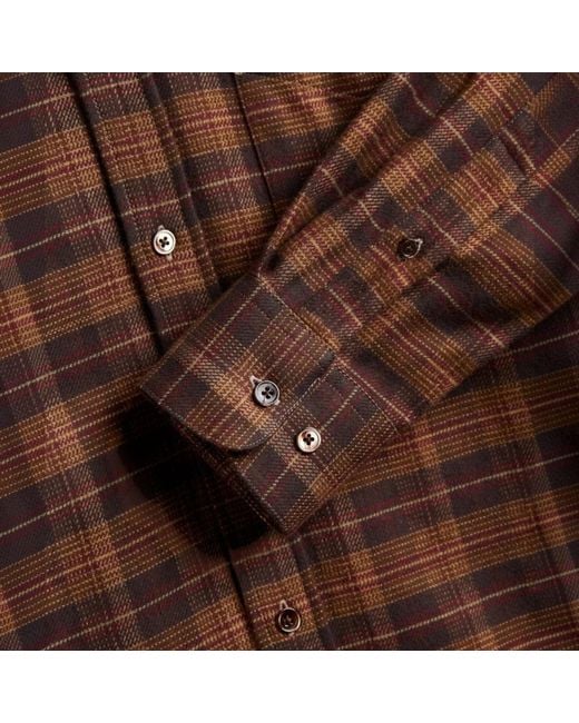 Portuguese Flannel Brown Trigo Plaid Flannel Shirt for men