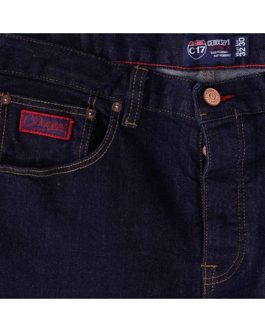 C17 Jeans Blue Preshrunk Regular Tapered Fit Red Selvedge Jeans for men