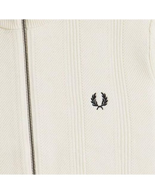 Fred Perry White K1304 Textured Zip Through Cardigan for men