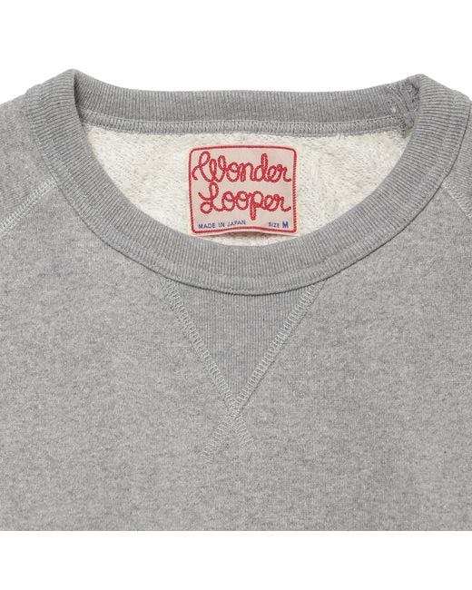 Wonder Looper Gray Pullover Crewneck Super Looper French Terry for men