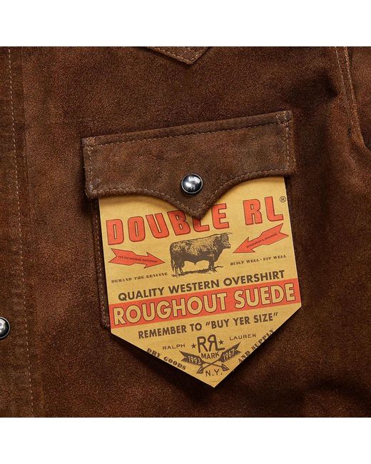 RRL Brown Roughout Suede Western Overshirt for men