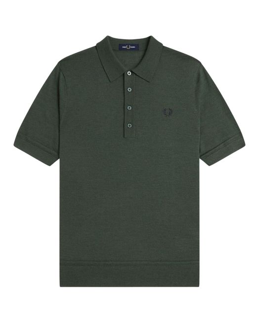 Fred Perry Green Fine Knit Shirt for men