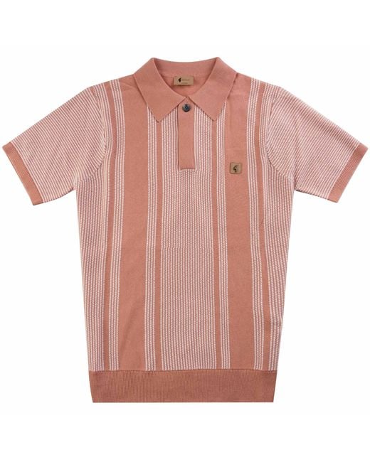Gabicci Pink Dante Knitted Polo Shirt for men