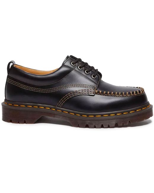 Dr. Martens Black Lowell Leather Moc Toe Shoes for men