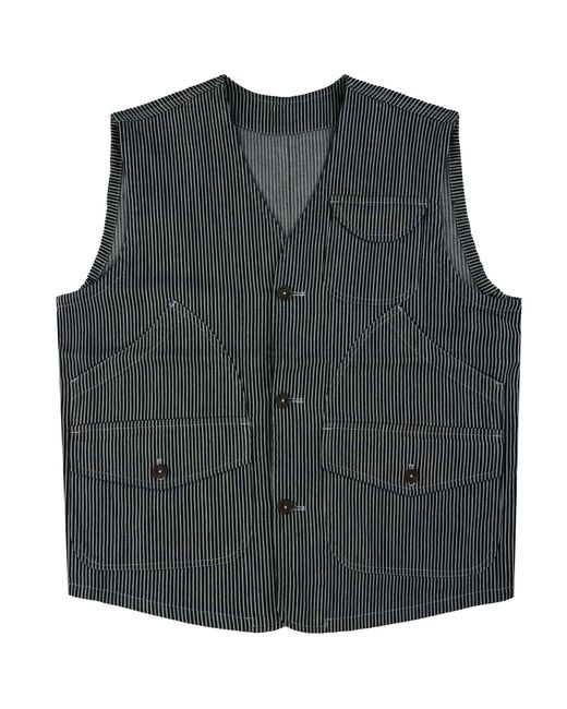 real hoxton Gray Japanese Stripe Utility Vest for men