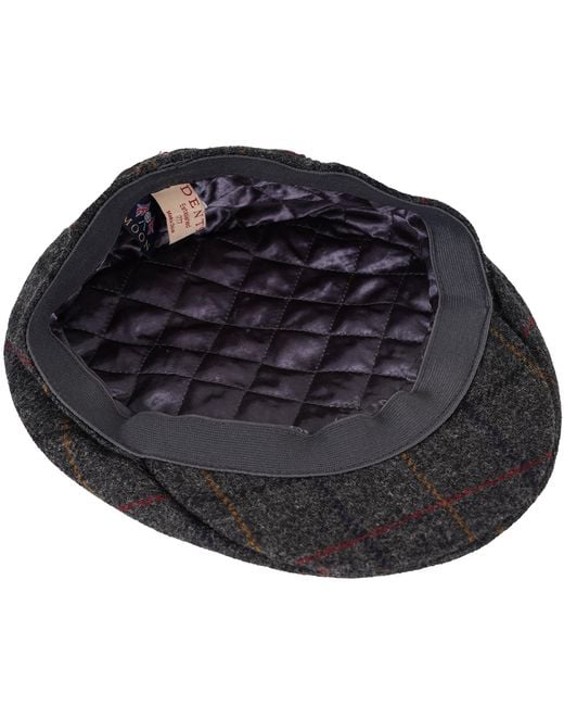 Dents Black Moon Tweed Flat Cap for men