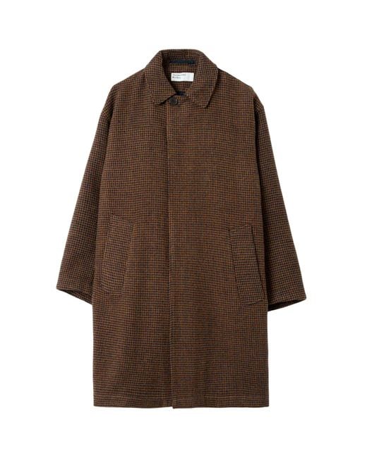 Universal Works Brown Wool Tweed Mix Stan Coat for men
