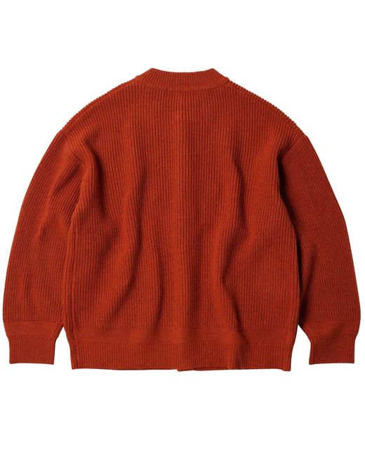 FRIZMWORKS Red Heavy Wool Round Cardigan for men