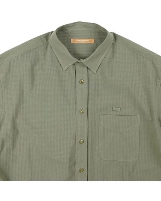 FRIZMWORKS Green Og Dobby Weave Seersucker Half Shirt for men