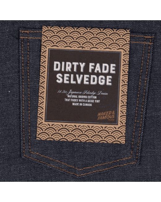 Naked & Famous Blue Weird Guy Dirty Fade Denim Jeans for men