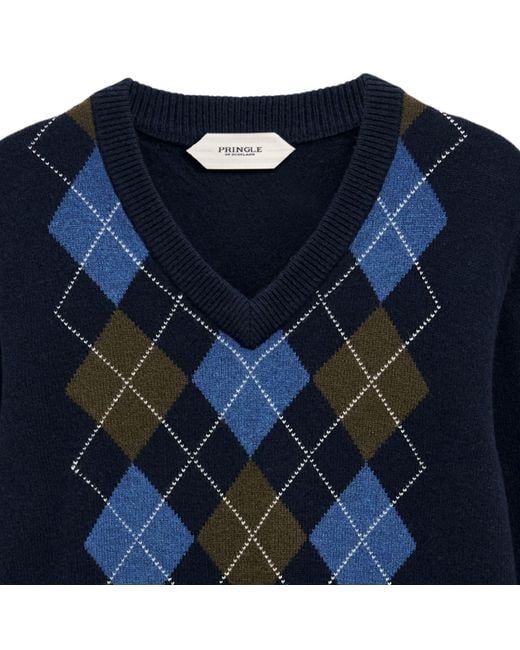 Pringle of Scotland Blue Argyle Jumper for men