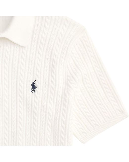Polo Ralph Lauren White Cable-Knit Cotton Polo Shirt for men