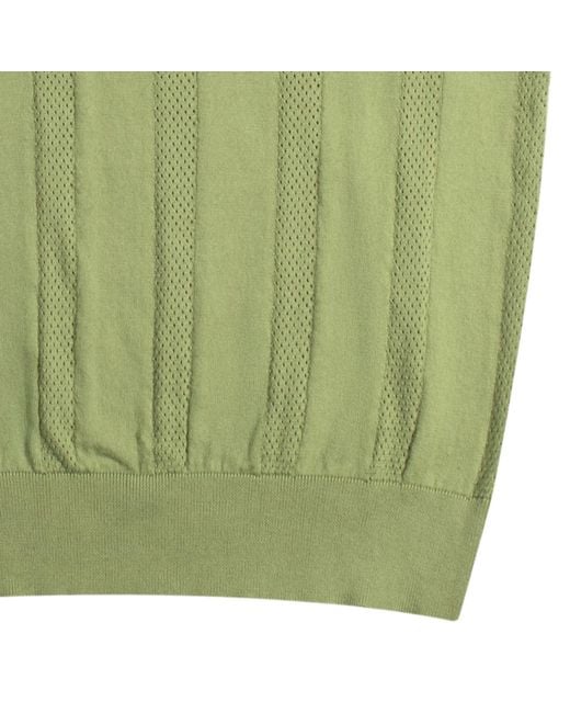 Far Afield Green Clifford Open-Knit Polo for men