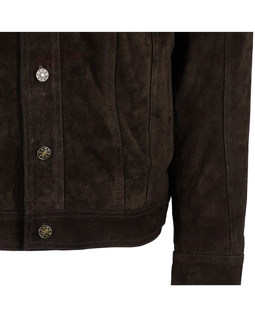 real hoxton Black Suede Trucker Jacket for men