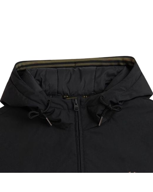 Fred Perry Black Hooded Brentham Jacket for men