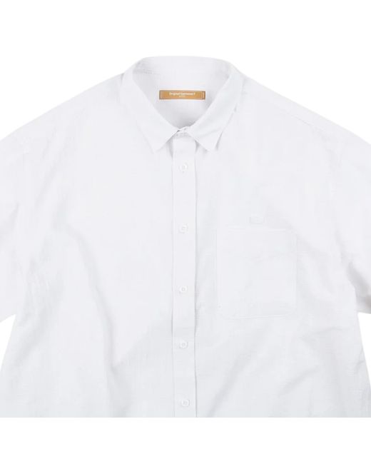 FRIZMWORKS White Og Dobby Weave Seersucker Half Shirt for men