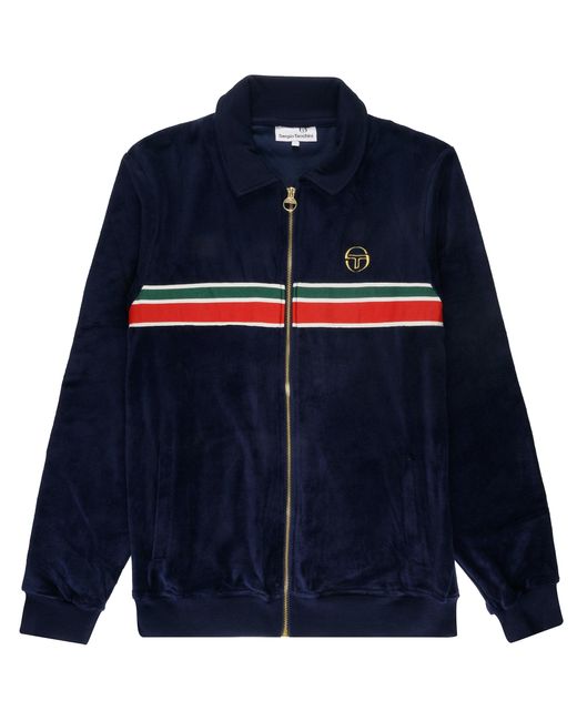 Sergio Tacchini Blue Spencer Velour Track Top for men