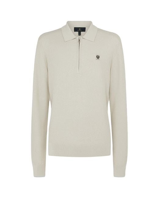 Belstaff White Drift Knitted Polo Shirt for men