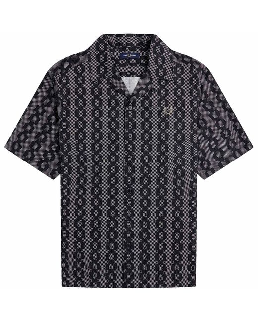 Fred Perry Black Cable Print Revere Collar Shirt for men