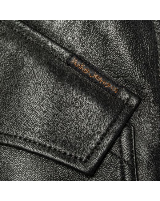 Nudie Jeans Black Blake Zip Leather Jacket for men