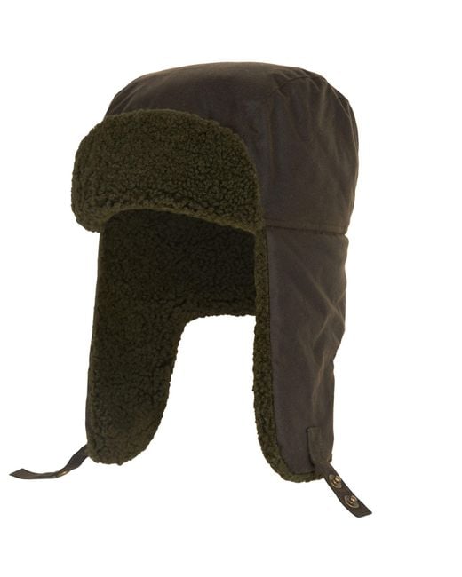 Barbour Green Morar Waxed Trapper Hat for men