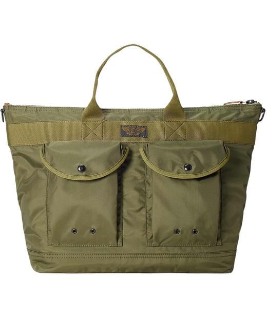 RRL Green Nylon Utility Messenger Bag for men