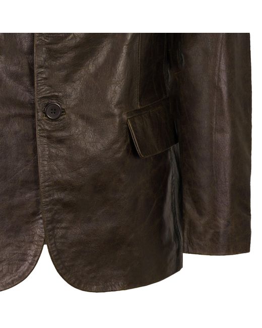 real hoxton Brown Leather Blazer Jacket for men