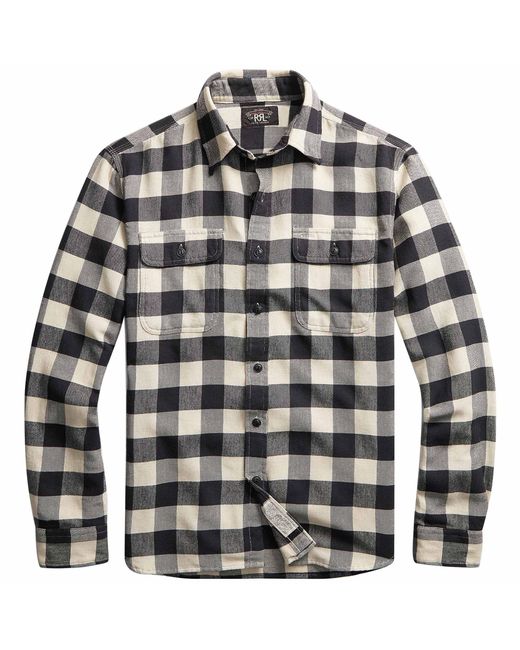 RRL Black Buffalo Check Twill Workshirt for men