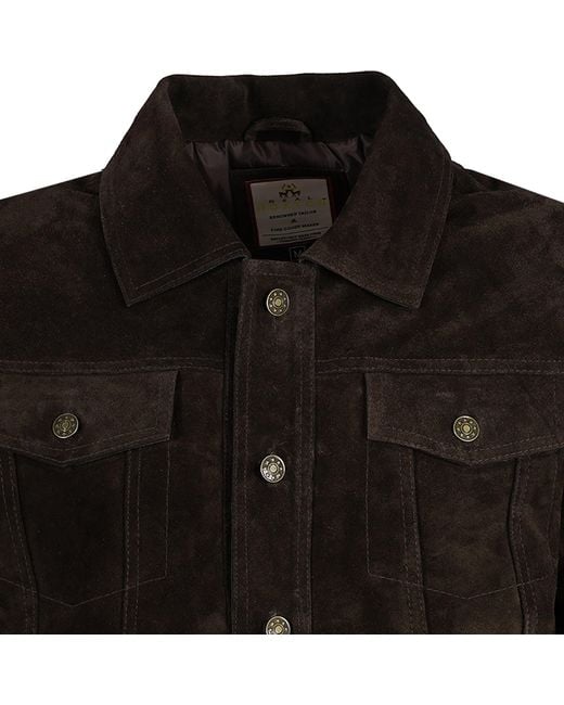 real hoxton Black Suede Trucker Jacket for men