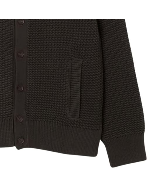 Lacoste Black Chunky Knit Cardigan for men