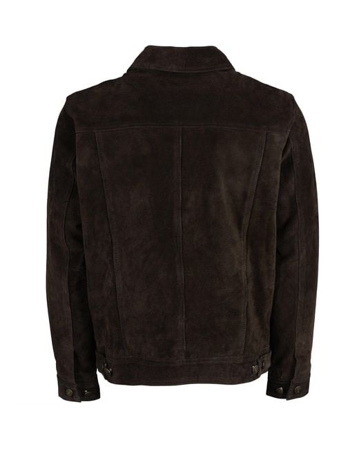 real hoxton Black Suede Trucker Jacket for men