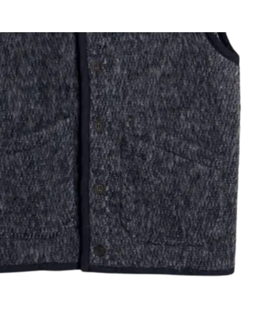 Universal Works Blue Lancaster Gilet Losso Mohair Mix for men