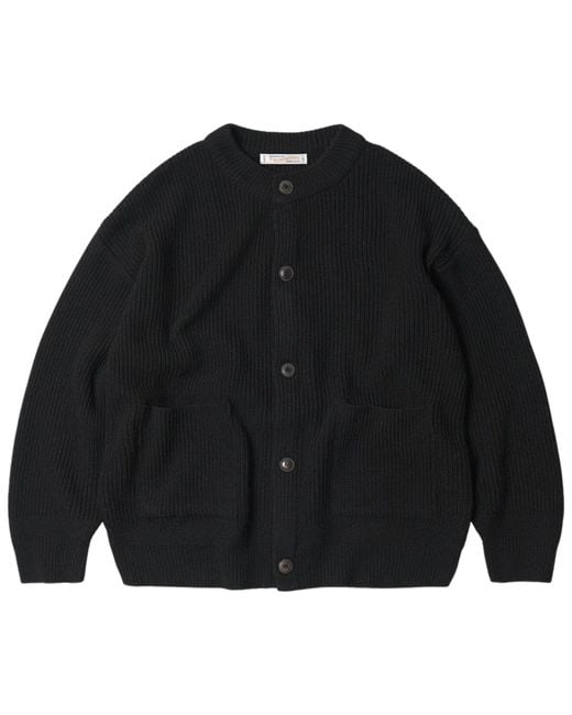 FRIZMWORKS Black Heavy Wool Round Cardigan for men