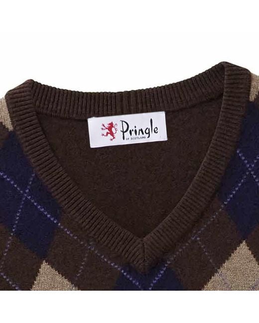 Pringle of Scotland Black V Neck Argyle Jumper for men
