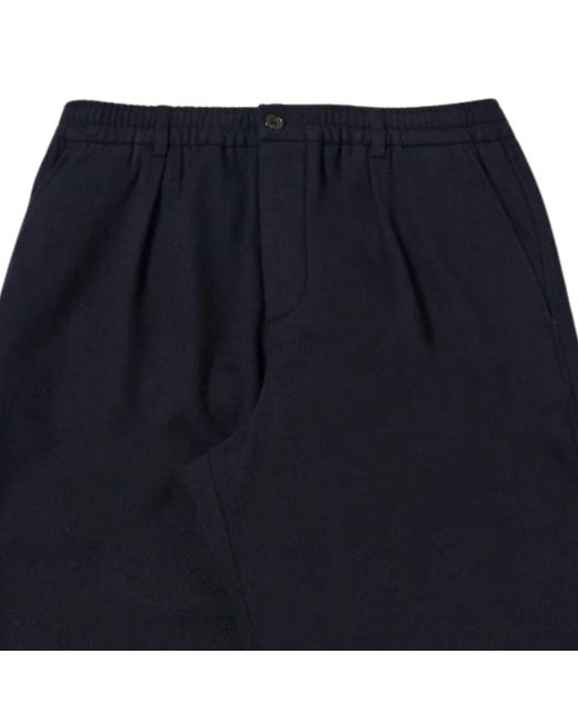 Universal Works Blue Pleated Track Pant Robin Wool Mix for men