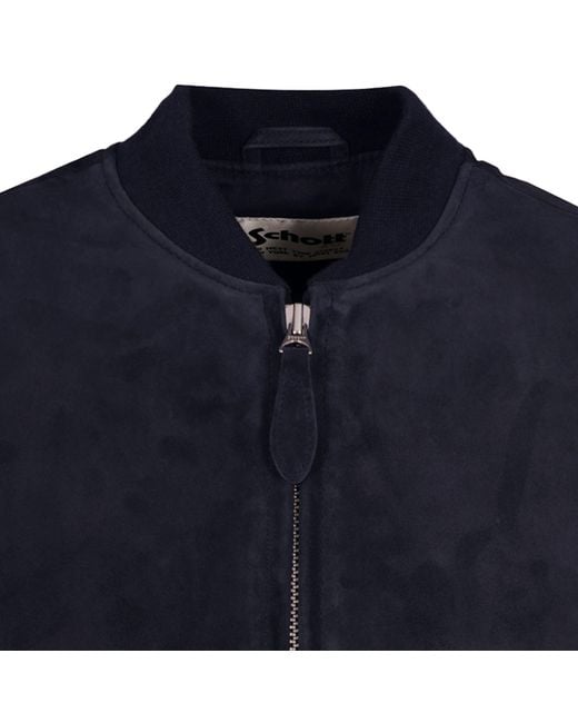 Schott Nyc Blue Suede Bomber Jacket for men