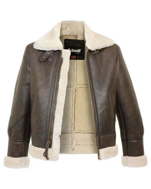 Schott Nyc Schott Lc1259 Bombardier Marron Sheepskin Leather Jacket for Men  | Lyst Australia