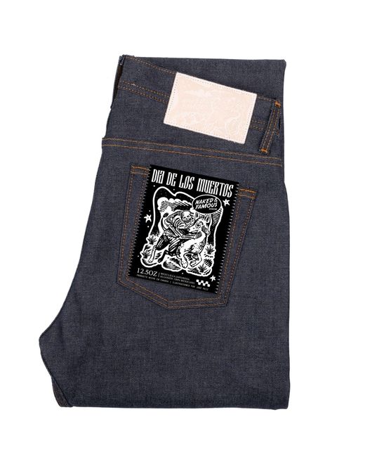Naked & Famous Black Weird Guy Dia De Los Muertos Selvedge for men