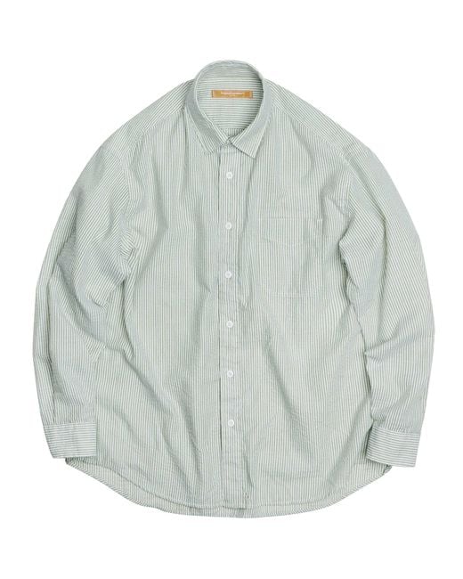FRIZMWORKS Green Og Stripe Seersucker Shirt for men