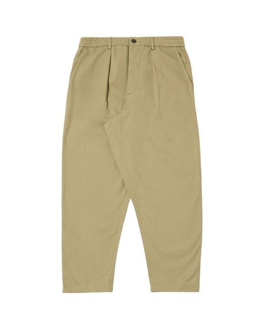 Universal Works Green Twill Pleated Track Pant for men