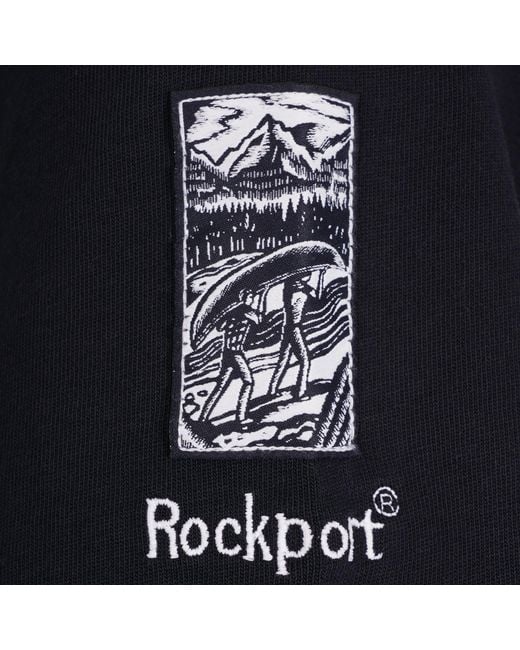 Rockport Archive Black Highland Front Logo Washed Crew Neck T-Shirt for men