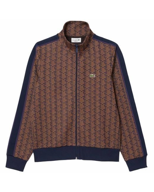 Lacoste Brown Paris Zip-Up Jacquard Track Jacket for men