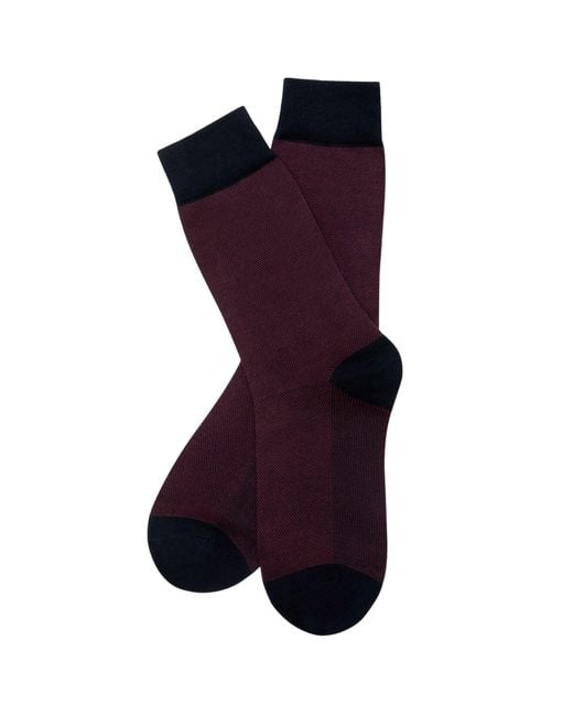 Stuarts London Purple Brian Oak Birds Eye Patterned Socks for men