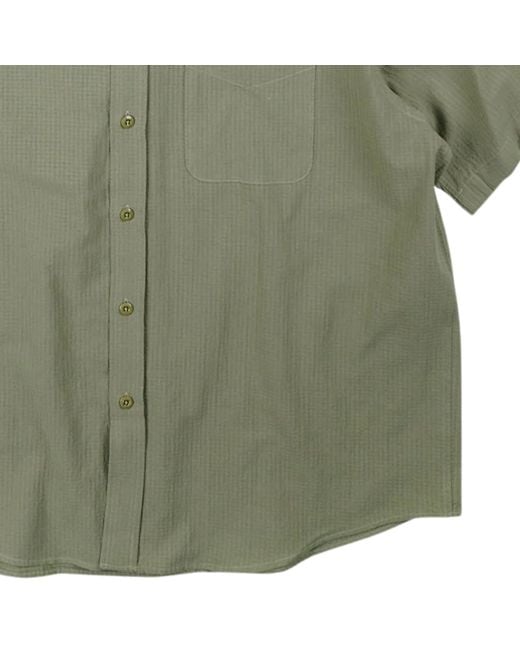 FRIZMWORKS Green Og Dobby Weave Seersucker Half Shirt for men