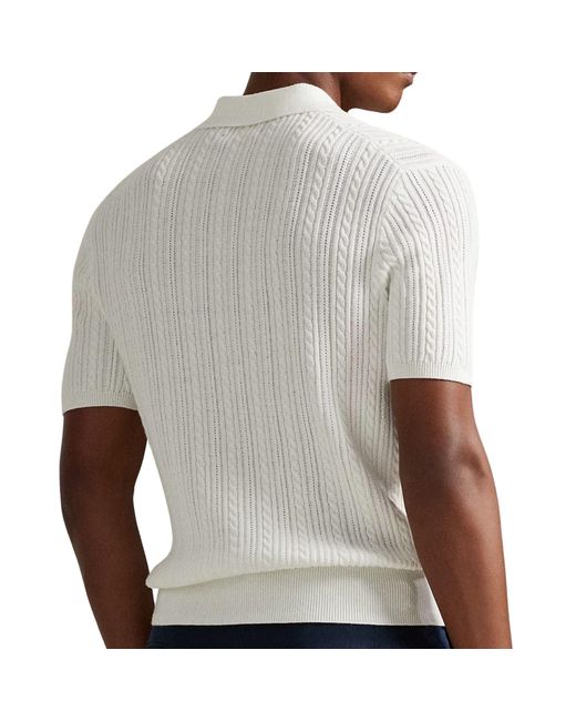 Polo Ralph Lauren White Cable-Knit Cotton Polo Shirt for men