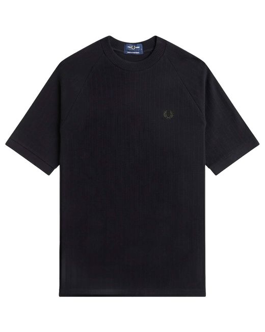 Fred Perry Black Ribbed Raglan Sleeve T-Shirt for men